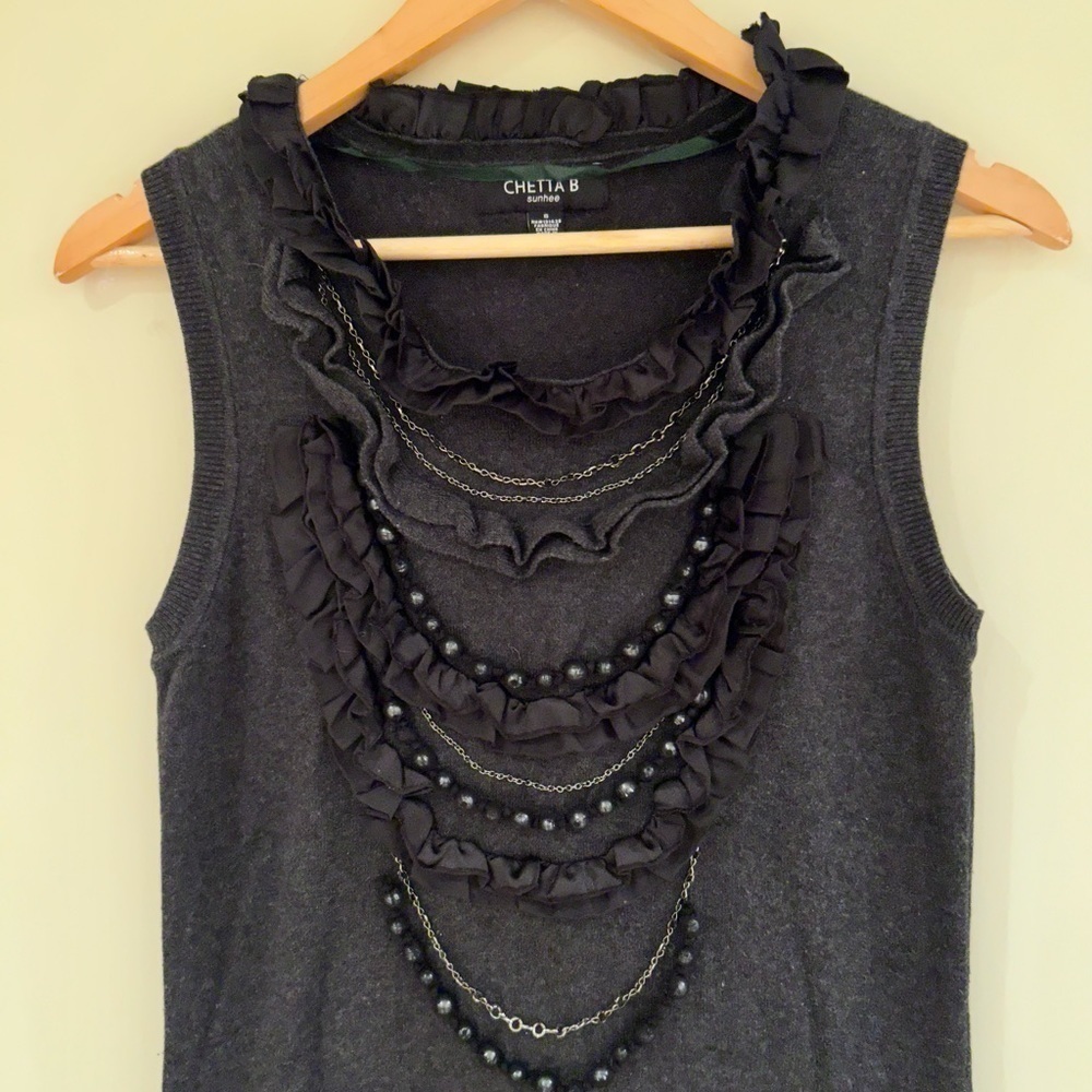 Chetta B  detailed front sweater knit dress charcoal grey - Picture 9 of 10